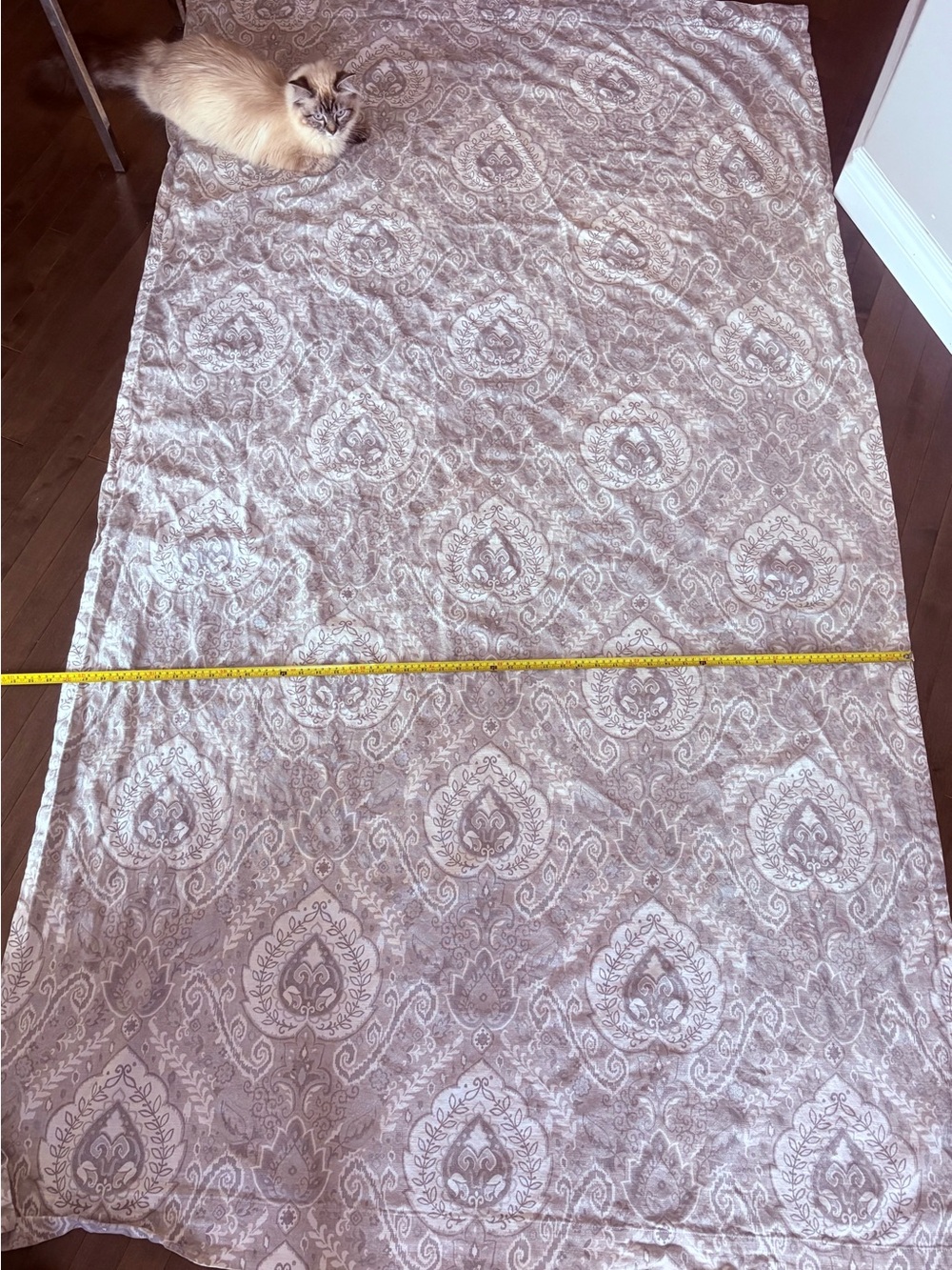 2 CURTAIN PANELS - Grey & White Patterned Curtains